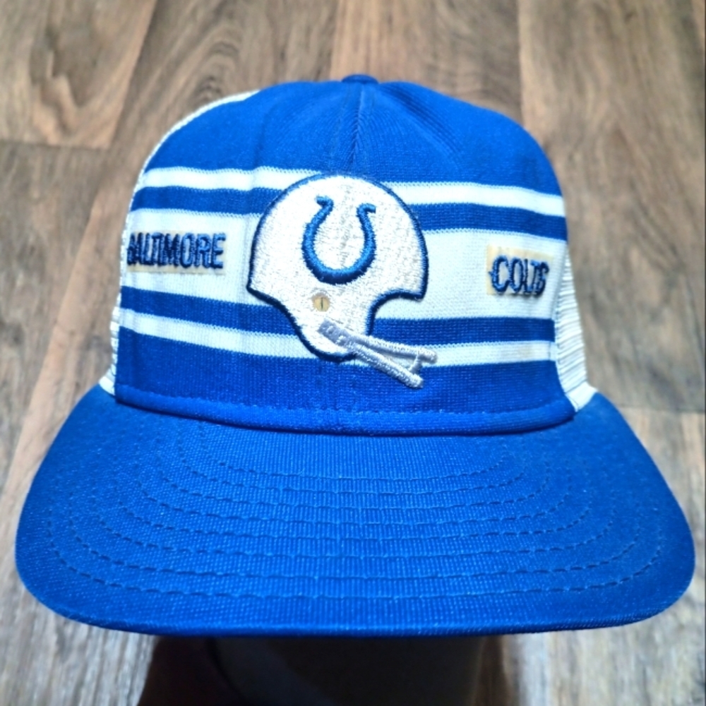 Vintage Baltimore Colts Blue White Snapback Trucker Hat Rare